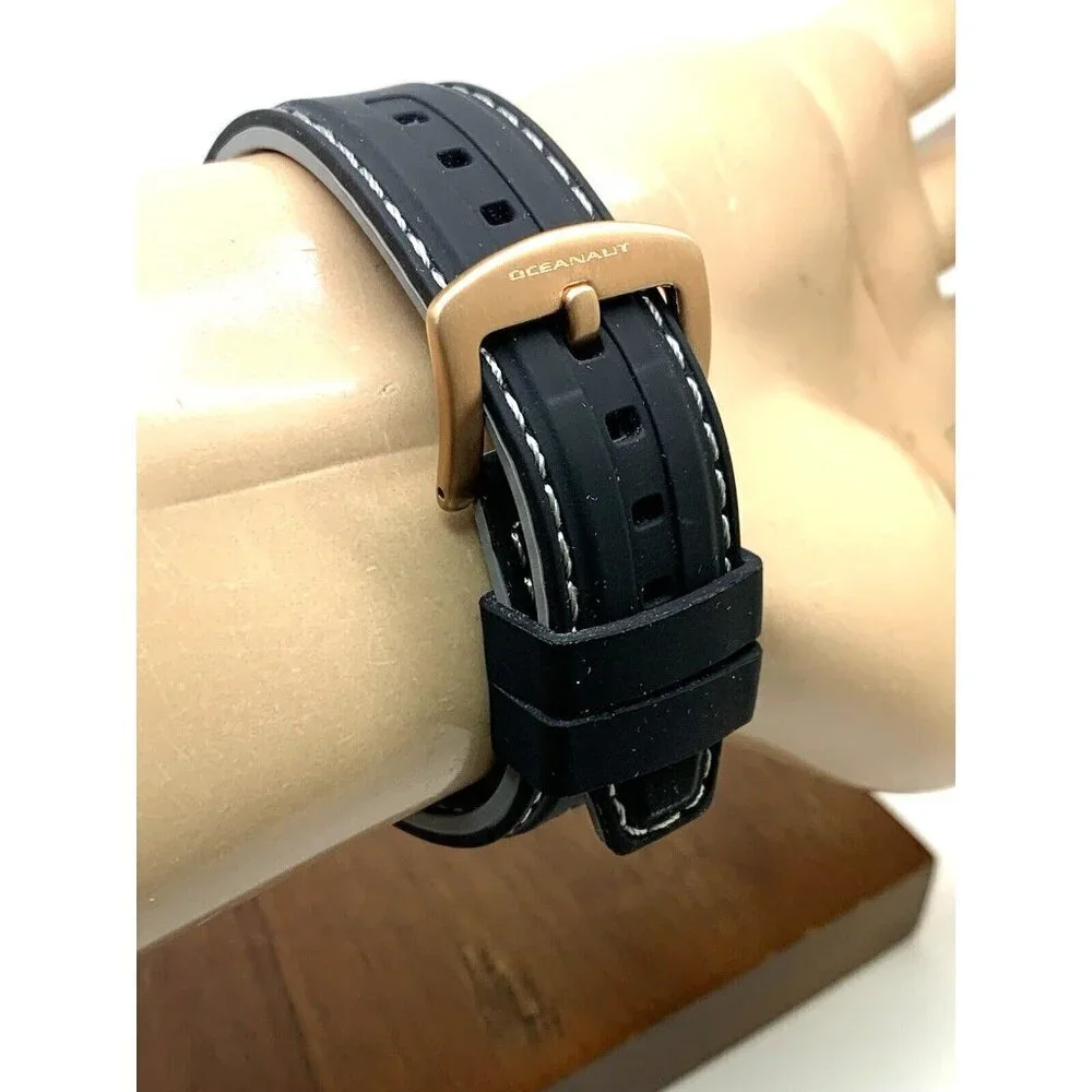 Oceanaut Men's Watch OC0524 Diver Rose Gold Black Gray Dial Rubber Band …